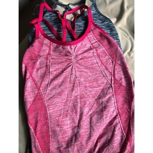 Pink strappy workout tank
